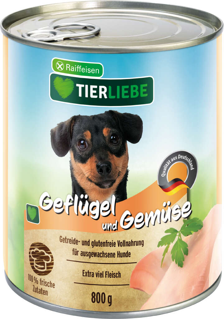 TIERLIEBE Hunde-Nassfutter Geflügel und Gemüse